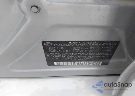 2011 Hyundai Sonata Gls from USA, damaged, VIN 5NPEB4AC1BH177646